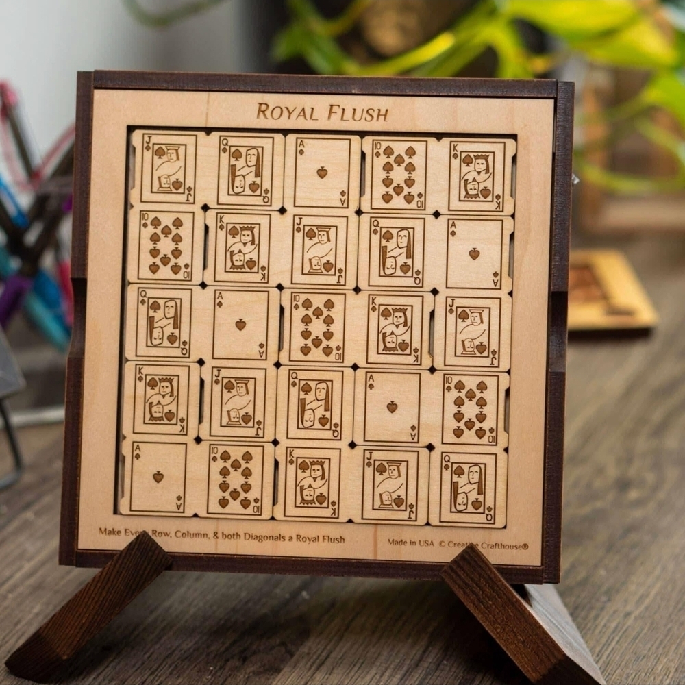 New Royal Flush Poker WoodBrainteaser Puzzle Hand Made Usa Creative Crafthouse
